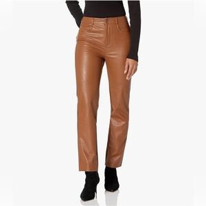 PAIGE NEW WITH TAGS Stella Faux Leather Straight Leg Pants Dark Argan Brown 25